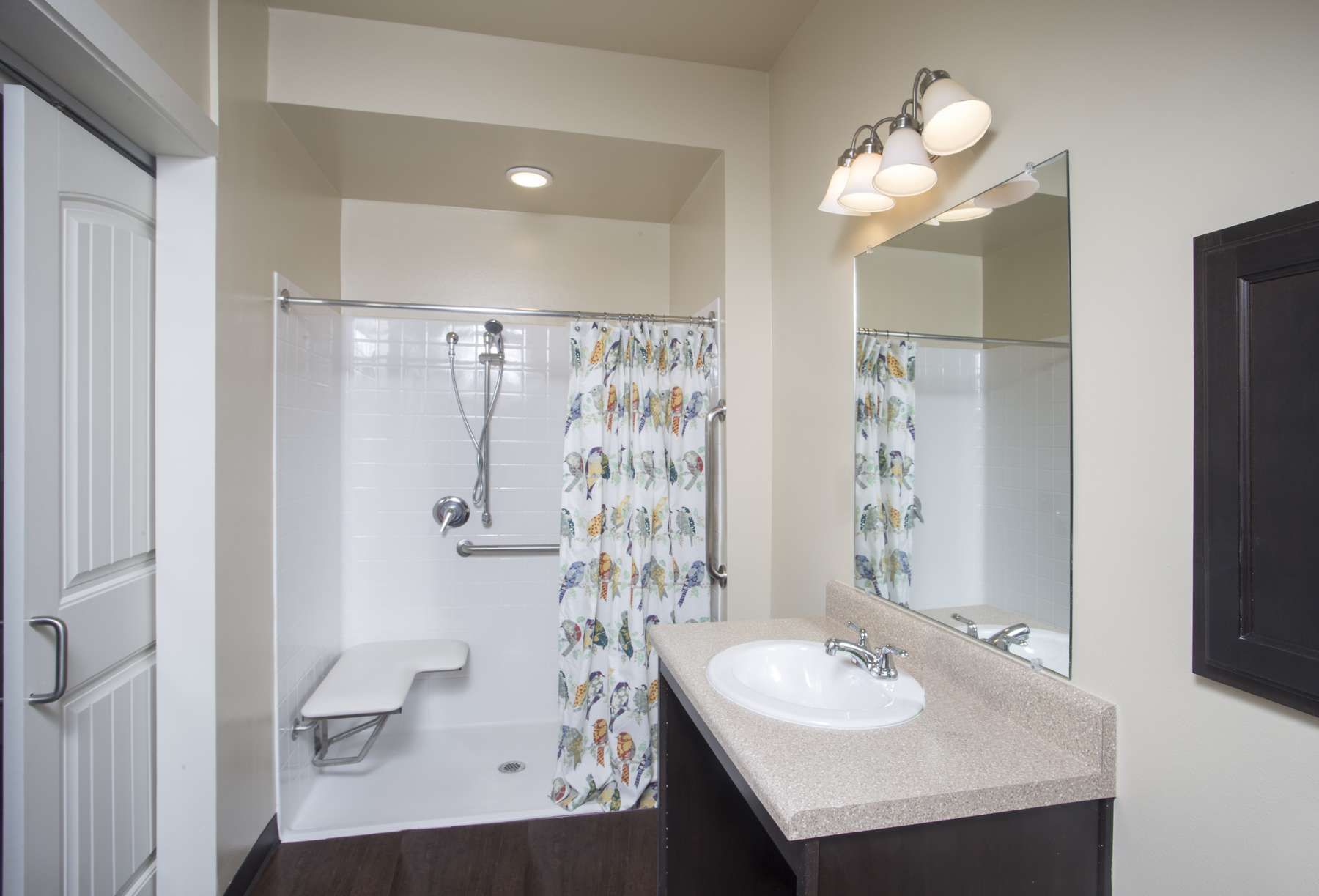 The Claiborne at Thibodaux assisted living bathroom with accessibility features